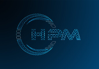 HPM low poly letter logo vector design. HPM lower poly logo design.