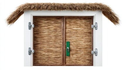 Rattan door isolated on a white background. Generative AI