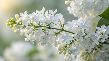 Fototapeta premium White Lilac Flowers: Nature’s Gentle Beauty