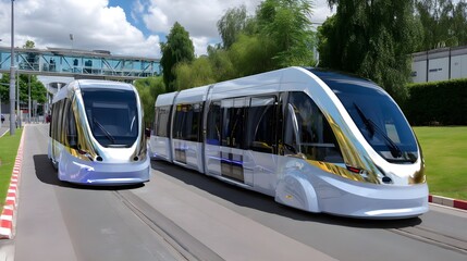 Modern Tram Train, Public Transport Innovation, Sustainable City Transit Solution