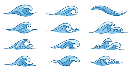 Obraz premium vector illustration of a set of sea animals