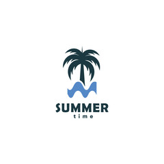 Vector logo design template with palm tree - summer and holiday badge