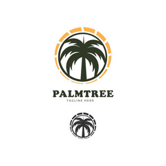 Vector logo design template with palm tree - summer and holiday badge