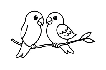 charming cartoon lovebirds illustration perched