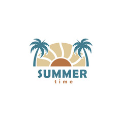 Vector logo design template with palm tree - summer and holiday badge