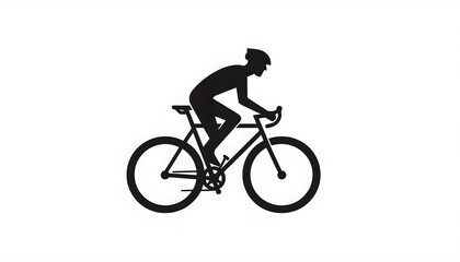 Fototapeta premium Simple cyclist shape on clean white backdrop, designed as World Bicycle Day illustration for awareness themes