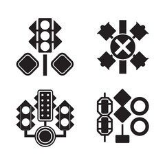 Traffic Signal Icons Design Set of Four Different Types of Traffic Lights
