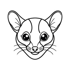 clean sugar glider head line art vector sketch