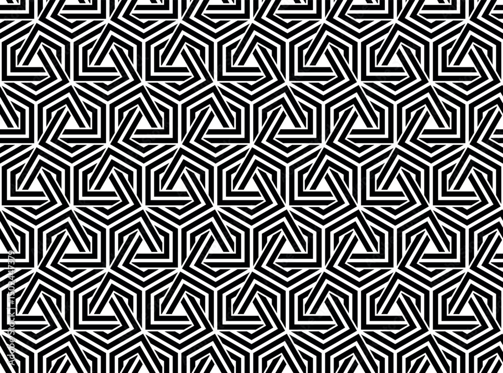 Fototapete abstract geometric pattern. a seamless vector background. white and black ornament. graphic modern p