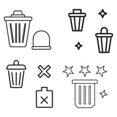 PrintTrash bin icons set, Bin icon, delete icon button,Office trash icon,garbage icon vector design,Trash can open icon, delete sign and symbol
