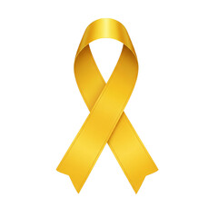 Yellow ribbon isolated on transparent background
