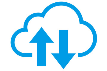 クラウド・ストレージ・ネットワークのデータベースアイコンアップダウン