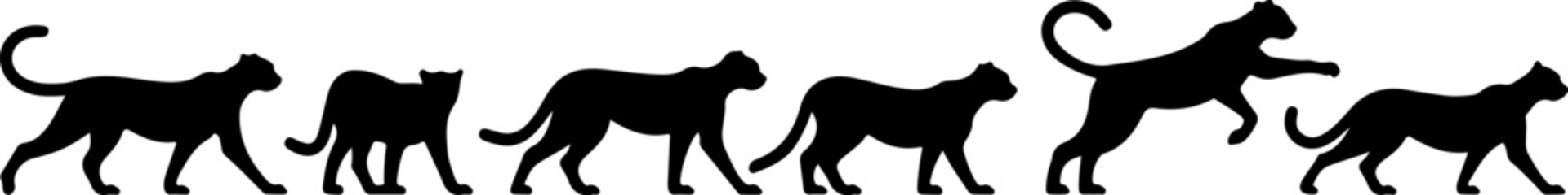 Cheetah silhouette and line art vector bundle