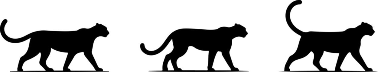 Cheetah silhouette and line art vector bundle