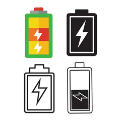 Battery Icons Four Styles of Energy Level Indicators for Design Projects