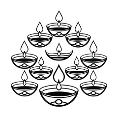 collection of stylish diwali diya lamp icon