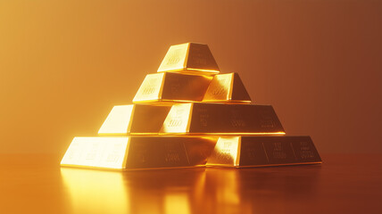 ピラミッド型ゴールドバー—資産と価値の象徴