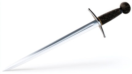 Medieval steel dagger with crossguard and textured handle. Generative AI