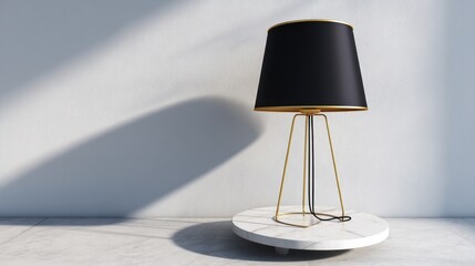 Modern black lamp on white marble base