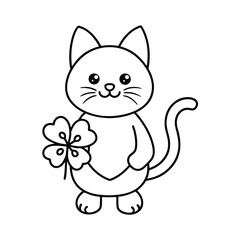 cute cartoon lucky cat character holding