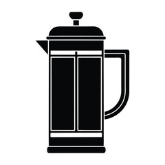 French press coffee maker on white background.