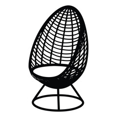 rattan egg chair on white background.