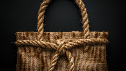 Natural burlap bag with rope handles