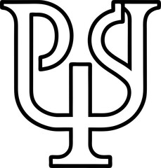Uppercase Psi greek letter isolated 
