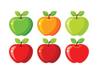 Six colorful apples cartoon illustration
