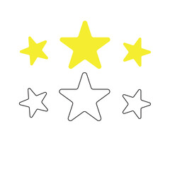 Star icon. 5 Star rating . Realistic gold star set vector.Feedback concept. Set of five yellow stars