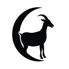 goat silhouette on crescent moon