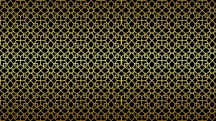 Islamic pattern - gold geometric pattern with stars and squares on a black background design