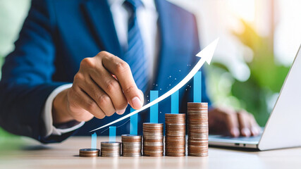 rogress or development concept, Business growth, investment profit increase, arrow graph future growth plans, growing sales and revenue.	
