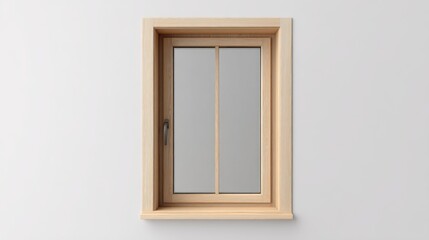 Light brown wooden window on a white wall