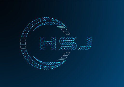 HSJ low poly letter logo vector design. HSJ lower poly logo design.