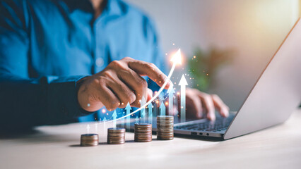rogress or development concept, Business growth, investment profit increase, arrow graph future growth plans, growing sales and revenue.	
