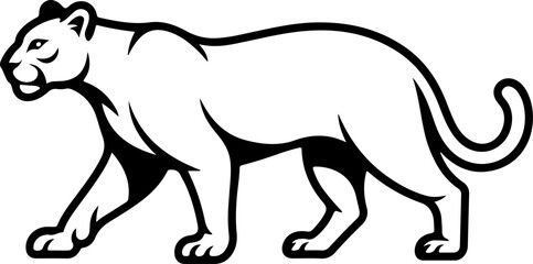 Cheetah silhouette and line art Vector