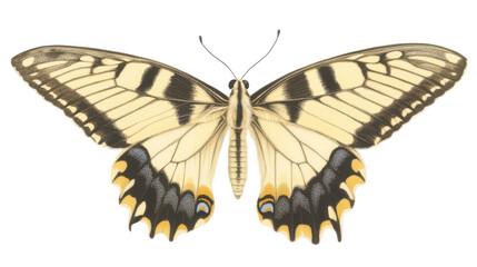 Obraz premium Detailed Butterfly with Yellow and Black Wings on a Transparent Background