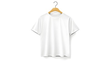 Essential White Tee: A blank, pristine white t-shirt hangs elegantly, inviting you to imagine the possibilities. Perfect for showcasing designs or embracing minimalist simplicity.