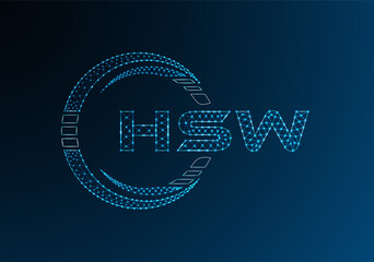 HSW low poly letter logo vector design. HSW lower poly logo design.