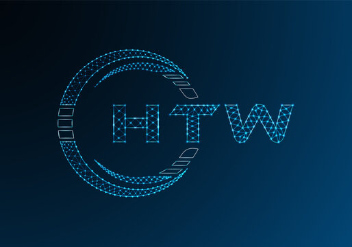 HTW low poly letter logo vector design. HTW lower poly logo design.