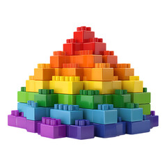 Obraz premium Pile of rainbow color plastic building toy blocks png