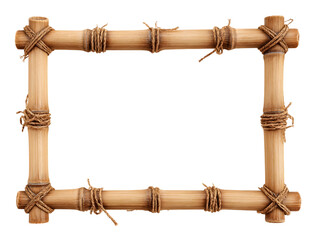 Natural Bamboo Stick Frame Isolated on Transparent Background