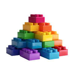 Pile of rainbow color plastic building toy blocks png