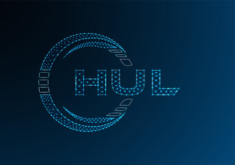 Naklejka premium HUL low poly letter logo vector design. HUL lower poly logo design.