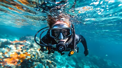 Diving Mask Portrait in the Ocean