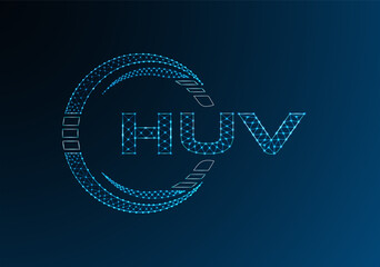 HUV low poly letter logo vector design. HUV lower poly logo design.