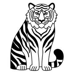 Vector illustration of a wild striped tiger's head, a predatory feline mammal, perfect for animal, wildlife, or safari art designs