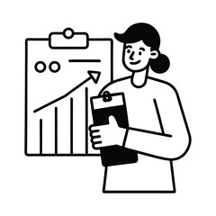 person analyzing financial growth chart on a clipb.eps