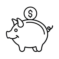 piggy bank with dollar sign coin dropping in   .eps